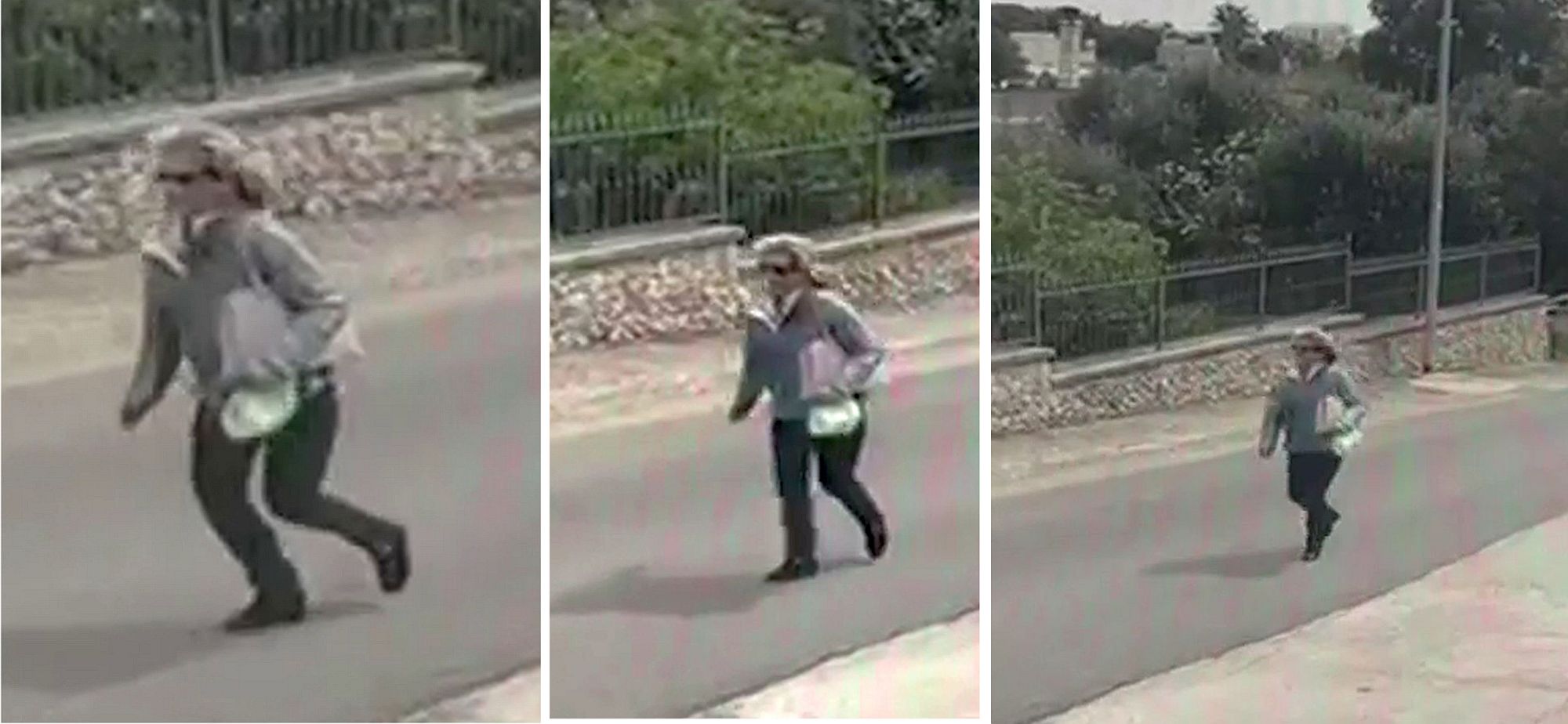 L'ultima immagine di Gina Monaco, ripresa il 6 aprile da una telecamera di sorveglianza mentre corre