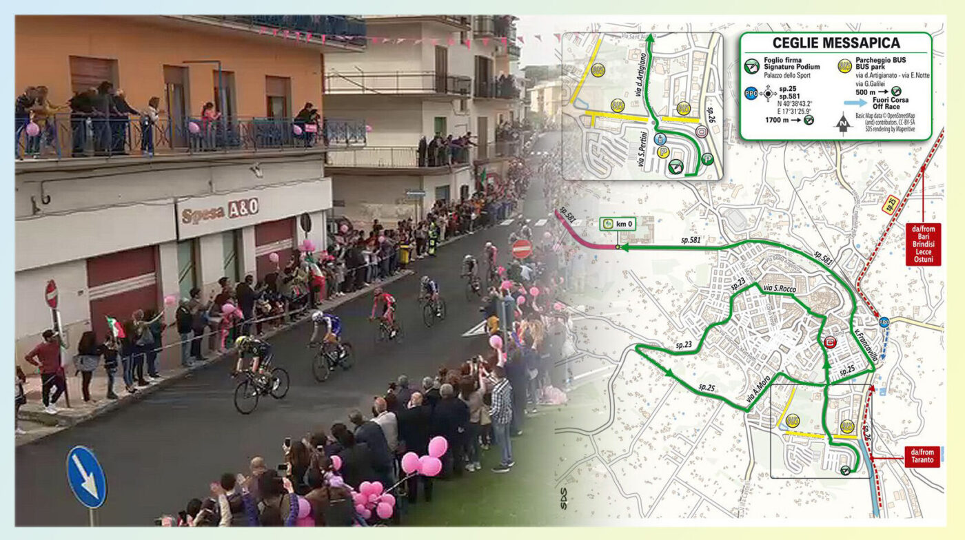 Pochi giorni alla tappa cegliese del Giro d'Italia. La mappa del passaggio in città