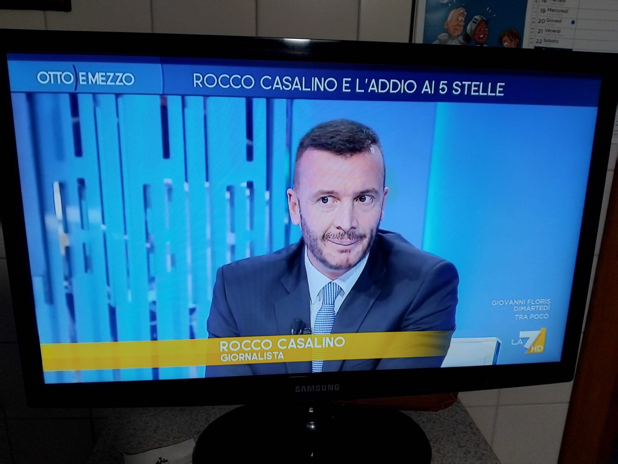 Il cegliese Rocco Casalino ieri sera al programma della Gruber "Otto e mezzo" su La7