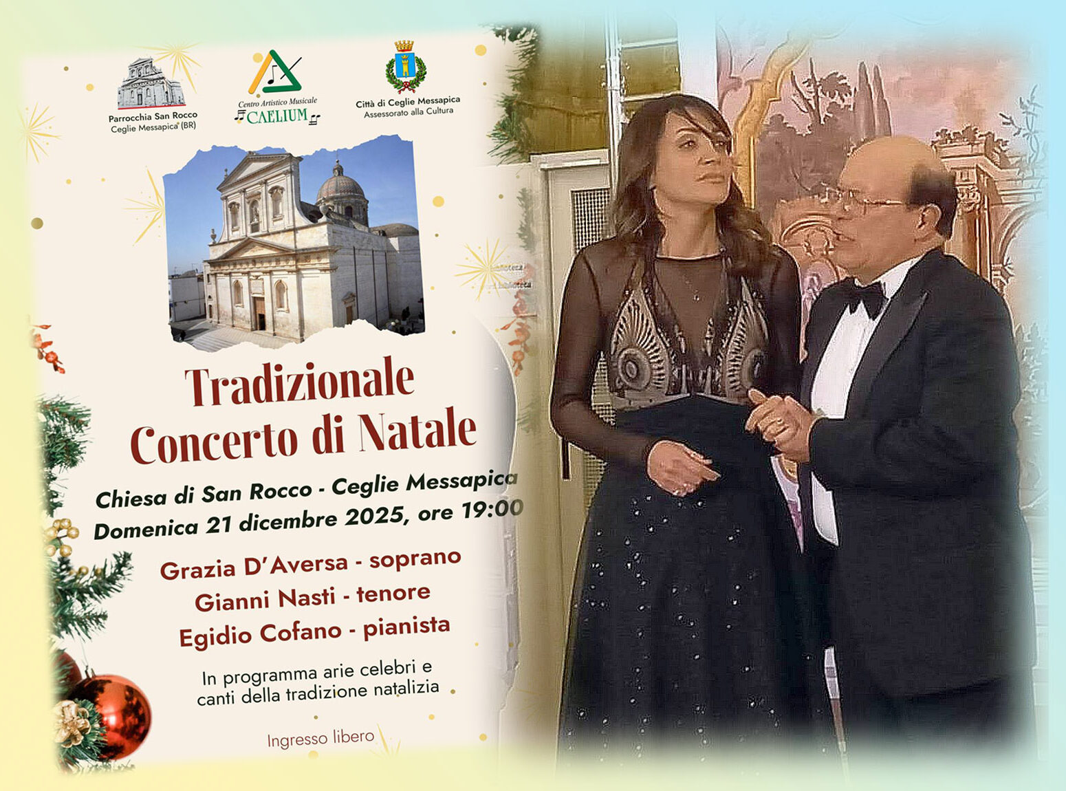 Il 21 dicembre nella chiesa di San Rocco il concerto natalizio dell'associazione Caelium