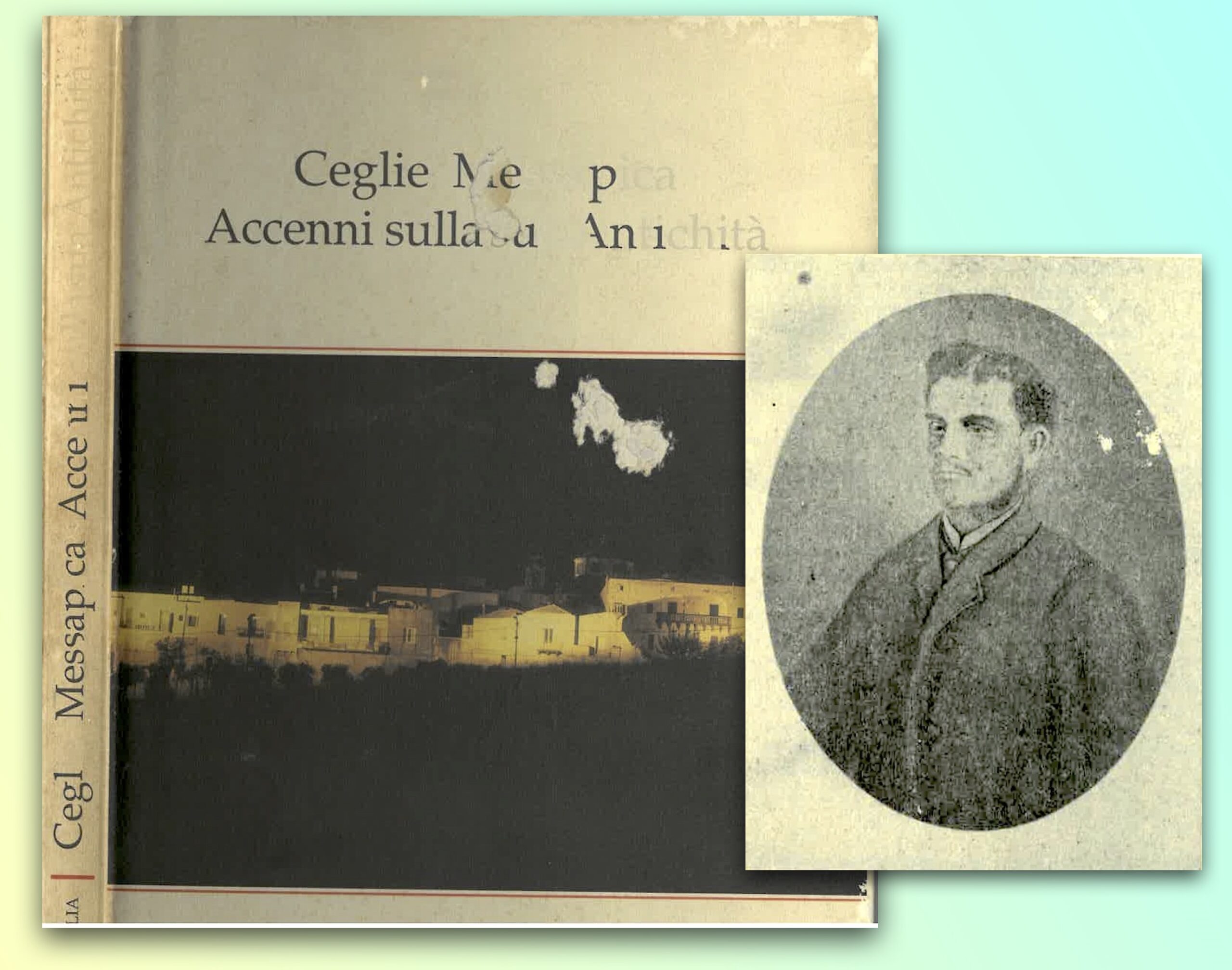 La copertina del libro di Rocco Antelmy e l'autore in un ritratto giovanile