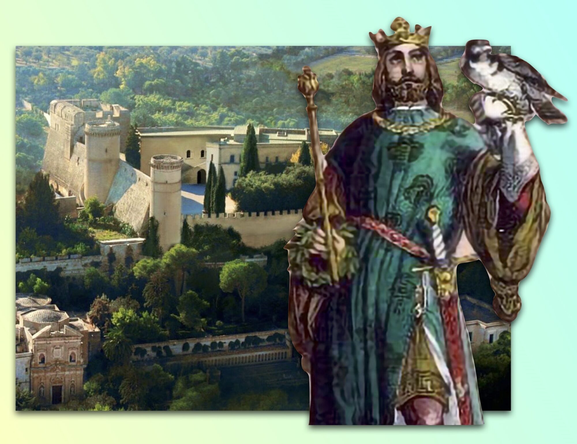 Il castello federiciano di Oria e Federico II di Svevia ritratto con il falco